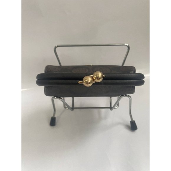 Coach NWT Nora Kisslock Card Case In Signature Canvas & Leather (C4309 ) - Picture 6 of 8